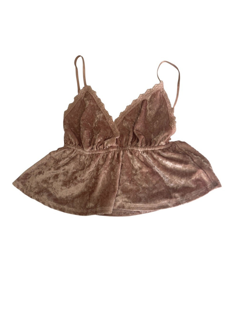 Lace-Trim Velvet Cami in Dusty Mauve
